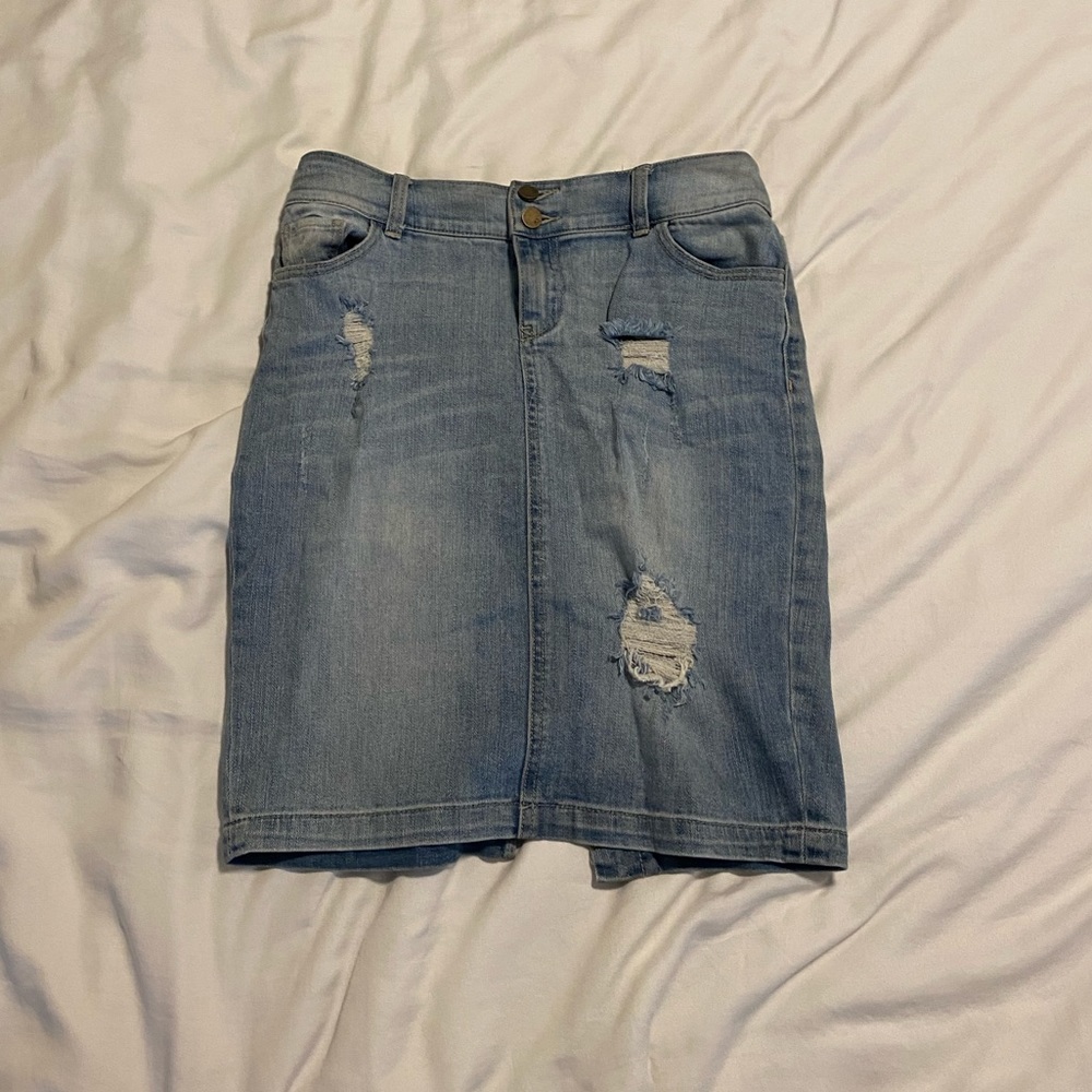 New York and company knee length denim skirt